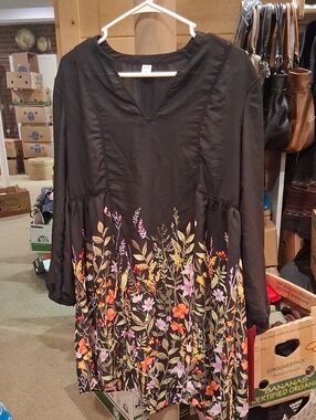 Old Navy Dress Black And Floral Babydoll Dress